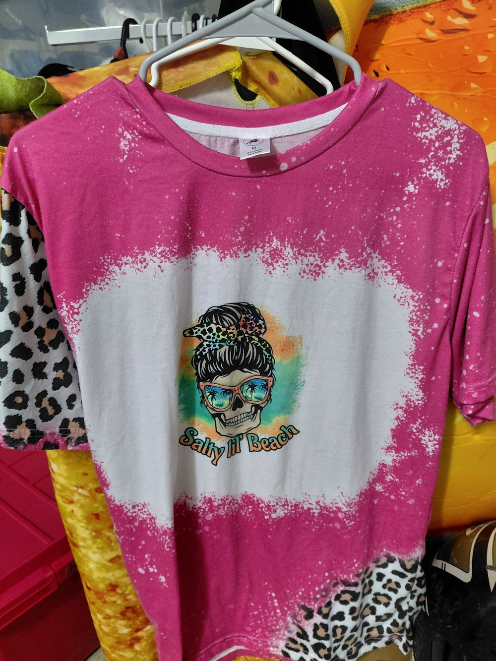 Girls' Pink Graphic Tee - 'Salty Lil Beach' Skull Design